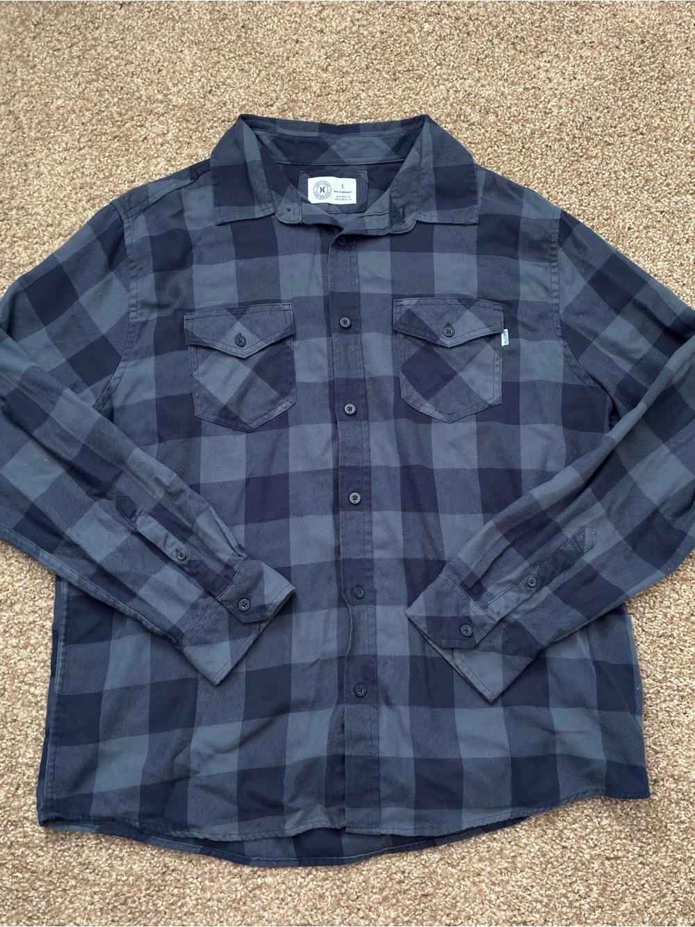 Hurley Men's Blue Plaid Button Down